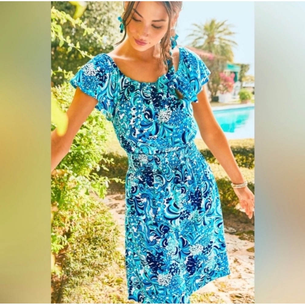Lilly Pulitzer Women's XS Clarette Dress Resort White Mermazing Preppy Coastal